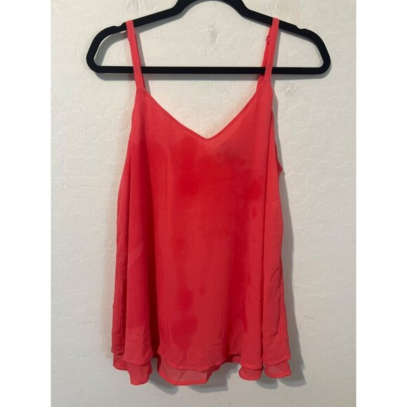 Torrid 00 (US 10 M/L) Coral Orange Cami Blouse Spaghetti Straps Double Layer - Picture 2 of 6